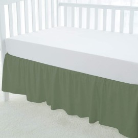 800 TC Sage Crib Skirt Dust Ruffle, 100% Egyptian Cotton, Nursery Crib Toddler (28 x 52 x 14) Bedding Skirt for Baby Boys or Girls