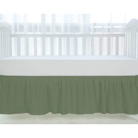 800 TC Sage Crib Skirt Dust Ruffle, 100% Egyptian Cotton, Nursery Crib Toddler (28 x 52 x 14) Bedding Skirt for Baby Boys or Girls