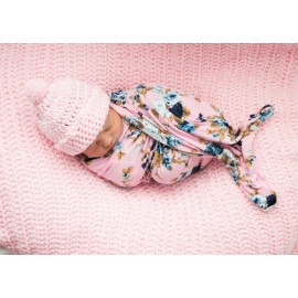 DRESHOW BQUBO 1 Pack Newborn Floral Receiving Blankets Newborn Baby Swaddling with Headbands or Hats Sleepsack Toddler Warm Shower Gift