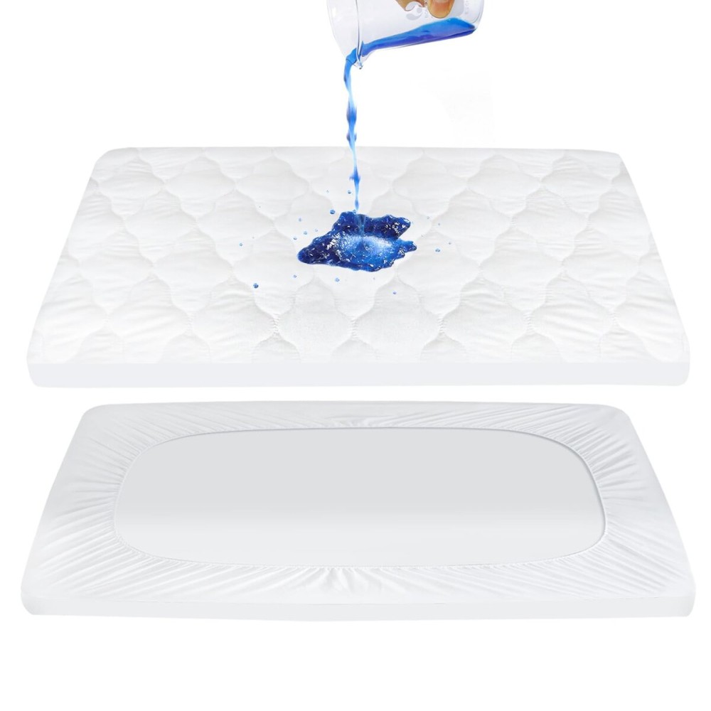 Pack and Play Mattress Pad Sheets Cover Waterproof, Soft Quilted Fit Graco Pamo Babe Pack and Play Mattress Protector 27 X 39, Baby Portable Mini Cribs and Foldable Mattresses Pad