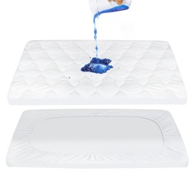 Pack and Play Mattress Pad Sheets Cover Waterproof, Soft Quilted Fit Graco Pamo Babe Pack and Play Mattress Protector 27 X 39, Baby Portable Mini Cribs and Foldable Mattresses Pad