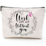 Blue Leaves Coworker Leaving Gifts for Women Going Away Gifts,Coworker Goodbye Gift,Farewell Gifts for Coworkers,Friends,Boss- Cosmetic Bag Gifts,Makeup Bag