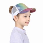 Ponyflo Kids Ponytail and Messy Bun Ponycap with Full Back Opening (Evelyn Green Multi Glitter)