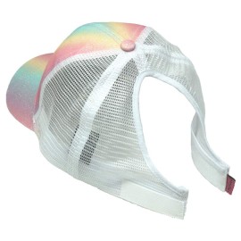 Ponyflo Kids Ponytail and Messy Bun Ponycap with Full Back Opening (Evelyn Green Multi Glitter)