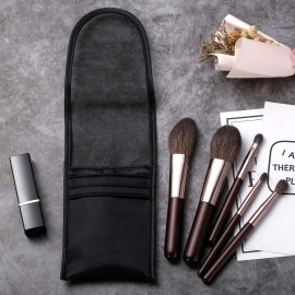 Portable Mini Natural Goat Hair Makeup Brushs Travel Set With Case Purse,6PCS Cosmetic Brushes Kit-Includes-Powder-Blush-Blending-Eyeshadow And Detail Eye Brush(Travel Size)