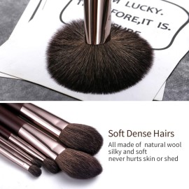 Portable Mini Natural Goat Hair Makeup Brushs Travel Set With Case Purse,6PCS Cosmetic Brushes Kit-Includes-Powder-Blush-Blending-Eyeshadow And Detail Eye Brush(Travel Size)