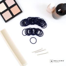 Heliums Small Hair Ties - Navy Blue - No Damage Mini 1 Inch Reusable 2mm Elastics for Thin Hair and Kids, Neutral Ponytail Holders - 48 Count Heliums Small Hair Ties - Navy Blue - No Damage Mini 1 Inch Reusable 2mm Elastics for Thin Hair and Kids, Neutral Ponytail Holders - 48 Count