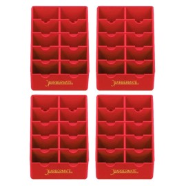 BarberMate 4 Pack Blade Rack Storage Tray - Holds 10 Clipper Blades (Red)