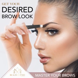 Majestic Bombay Fine Point + Slant Tweezers for Women and Men - Splinter Ticks, Facial, Brow and Ingrown Hair Removal-Sharp, Needle Nose, Surgical Tweezers Precision best tweezers for chin hair