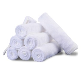 Microfiber Facial Cloths (Facial Towels), 8 Pack (12 x 12 inch), Super Absorbent, Quick Drying Fast, Soft, Eco-Friendly, for Facial Wash Cleansing, Make-up Removal, Baby and Travel (White)
