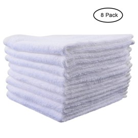 Microfiber Facial Cloths (Facial Towels), 8 Pack (12 x 12 inch), Super Absorbent, Quick Drying Fast, Soft, Eco-Friendly, for Facial Wash Cleansing, Make-up Removal, Baby and Travel (White)