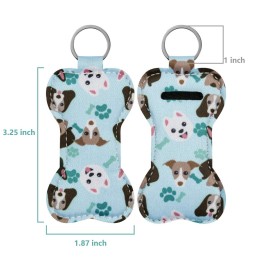 Beautyflier Neoprene Lip Balm Lipstick Keychain Holder (Dog Pattern)