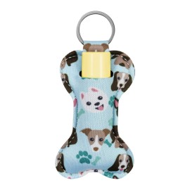 Beautyflier Neoprene Lip Balm Lipstick Keychain Holder (Dog Pattern)