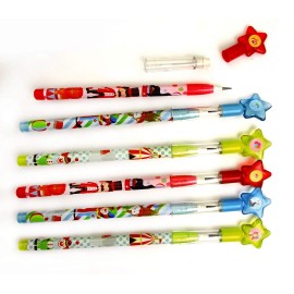 TINYMILLS 24 Pcs Circus Carnival Multi Point Stackable Pencil with Eraser for Circus Carnival Birthday Party Favor Prize Carnival Goodie Bag Stuffers