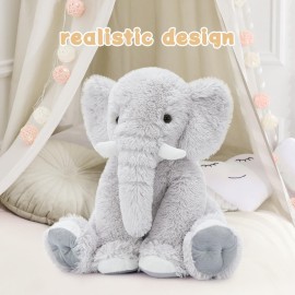 MorisMos Large Elephant Stuffed Animal, 19.6inch Soft Stuffed Elephant Plush Companion Gifts for Girls Boys, Gray