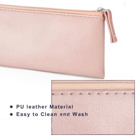 SumDirect PU Leather Cosmetic Pencil Bags - Small Soft Makeup Pouch with Zipper, Pencil Pouch Case Simple Comestic Organizer