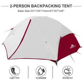 Forceatt Backpacking Tent 2 Person, Professional Waterproof & Windproof & Pest Proof 2 Doors Lightweight Camping Tent, 3-4 Seasons, Easy Set Up, Great for Camping, Hiking & Outdoor.