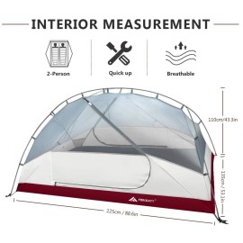 Forceatt Backpacking Tent 2 Person, Professional Waterproof & Windproof & Pest Proof 2 Doors Lightweight Camping Tent, 3-4 Seasons, Easy Set Up, Great for Camping, Hiking & Outdoor.