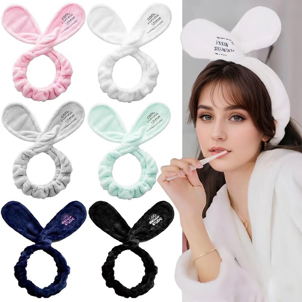 Linsiter Headband Wire Rabbit Ear Facial Washing, Coral Fleece Bathroom Headband Soft Spa Hairband for Washing Face, White Linsiter Headband Wire Rabbit Ear Facial Washing, Coral Fleece Bathroom Headband Soft Spa Hairband for Washing Face, White
