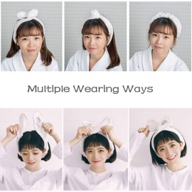 Linsiter Headband Wire Rabbit Ear Facial Washing, Coral Fleece Bathroom Headband Soft Spa Hairband for Washing Face, White Linsiter Headband Wire Rabbit Ear Facial Washing, Coral Fleece Bathroom Headband Soft Spa Hairband for Washing Face, White