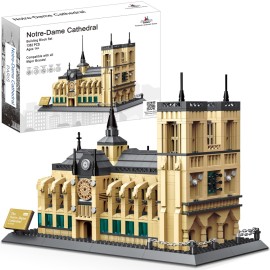 Apostrophe Games Notre-Dame Cathedral Building Block Set (1378 Pieces) Paris\'s Notre Dame Cathedral Famous Landmark Series - Architecture Model for Kids and Adults