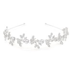Ammei Headpiece Gold Headband Bridal Tiara Flower Shape Women\'s Headpiece Wedding Hair Accessories (Silver)
