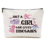 Dinosaur Makeup Bag Dinosaur Gifts for Girls Women Gifts for Adults Dinosaur Stuff Merch Animal Lover Funny Birthday Christmas Gift for Her Daughter Sister Bestie Just A Girl Who Loves Dinosaurs