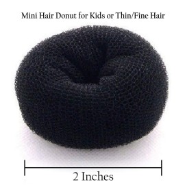 Beaute Galleria Hair Donut Bun Maker Ring Style Mesh Chignon Ballet Sock Bun (Mini, Black)