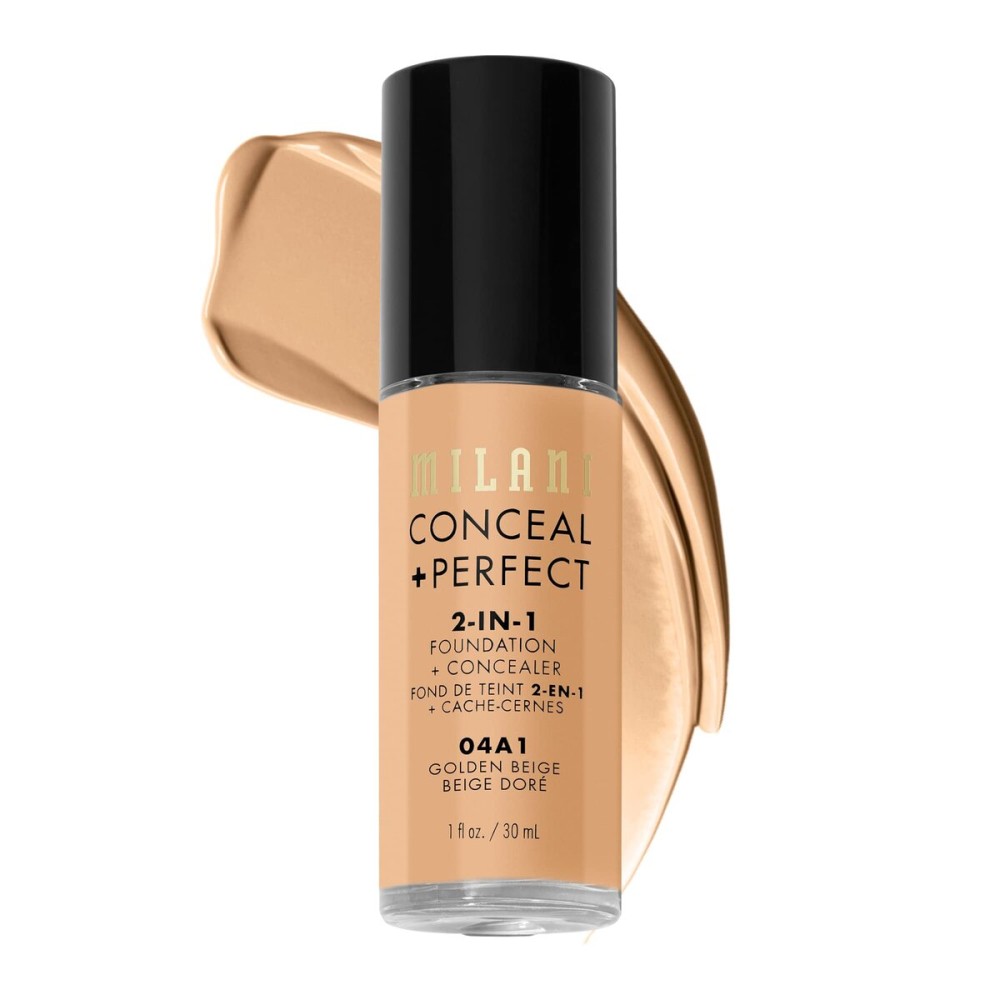 Milani Conceal + Perfect Liquid Foundation - Golden Beige, 1 Fl Oz - Cruelty-Free, Covers Blemishes & Discoloration for Flawless Complexion