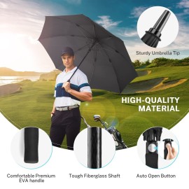 Gonex 62 Inch Extra Large Golf Umbrella, Automatic Open Travel Rain Umbrella with Windproof Water Resistant Double Canopy, Oversize Vented Umbrellas for 2-3 Men and UV Protection, Black