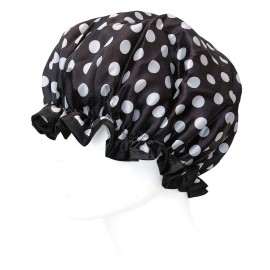 allydrew Reusable Women\'s Waterproof Shower Caps for Long Hair, Black and White Dots