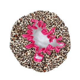 allydrew Reusable Women\'s Waterproof Shower Caps for Long Hair, Leopard