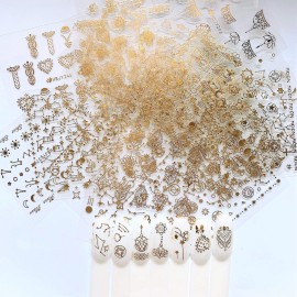 NAIL ANGEL 24 Sheets Nail Art Adhesive Gold Color Sticker Sheets Moon Star Universal Flower Shapes Sticker Sheets Nail Art Deco 10057 NAIL ANGEL 24 Sheets Nail Art Adhesive Gold Color Sticker Sheets Moon Star Universal Flower Shapes Sticker Sheets Nail Art Deco 10057