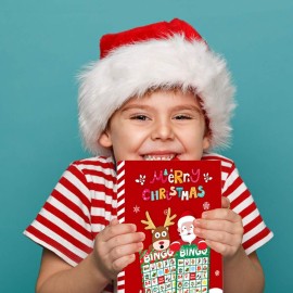 Omgouue Christmas Bingo Game Party Supplies - Xmas Gifts for Kids 24 Players
