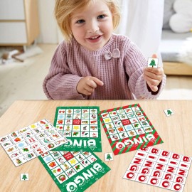 Omgouue Christmas Bingo Game Party Supplies - Xmas Gifts for Kids 24 Players