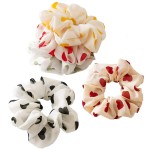 5 Pcs Chiffon Hair Rope Hair Ring Love Heart Printing Satin Fabric Covered Scrunchy Elastic Hair Bands Top Knots Ponytail Holder Accessories for Women