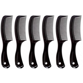 Comfort Axis Travel Size Wide Tooth Handle Comb, 6, 6 Pack, Black