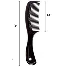Comfort Axis Travel Size Wide Tooth Handle Comb, 6, 6 Pack, Black Comfort Axis Travel Size Wide Tooth Handle Comb, 6, 6 Pack, Black