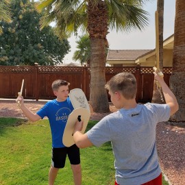 Adventure Awaits! - 2-Pack - Handmade Wooden Toy Shield - Handmade - Lightweight Wood Toy Shield Set for Outdoor Play