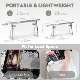 Sea Team 6-Pack Transparent Waterproof Makeup Bags with Zipper, Clear Vinyl Plastic Cosmetic Case, Portable Travel Toiletry Pouch, Organizer, Pencil Case (Colorful, Large/10.4)