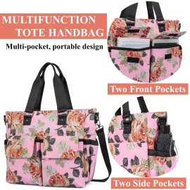 H HIKKER-LINK Womens Large Floral Waterproof Diaper Bag Weekend Bags Handbag for Mom Tote Bag Changing Pad Dark Blue