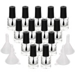 Yebeauty 20 PCS 5ml 0.17oz Empty Nail Polish Bottle, Refillable Clear Glass Bottles Vials Container with Soft Brush Cap Funnels Set for Nail Art Sample, Black