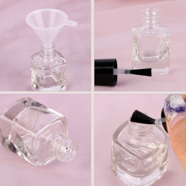 Yebeauty 20 PCS 5ml 0.17oz Empty Nail Polish Bottle, Refillable Clear Glass Bottles Vials Container with Soft Brush Cap Funnels Set for Nail Art Sample, Black