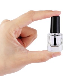 Yebeauty 20 PCS 5ml 0.17oz Empty Nail Polish Bottle, Refillable Clear Glass Bottles Vials Container with Soft Brush Cap Funnels Set for Nail Art Sample, Black