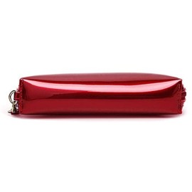 ZLMBAGUS Fashion Cosmetic Bag Patent Leather Makeup Pouch Wristlet Zipper Makeup Case Holder Coin Purse Clutch Red