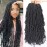 Leeven 18 Inch 7 Packs Pre-looped New Faux Locs Crochet Braids 126 Roots Natural Black Soft Locs Crochet Hair 1B Goddess Locs Hair Extension Curly Faux Locs Braiding Hair for Women