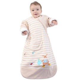 OuYun Baby Organic Sleeping Bag Autumn Detachable Sleeve Wearable Blanket,Medium,3.5 Tog