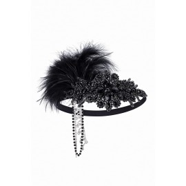 BABEYOND Women\'s 1920s Headband Flapper Feather Headpiece with Chain Roaring 20s Great Gatsby Themed Party Hair Accessory (Black) BABEYOND Women\'s 1920s Headband Flapper Feather Headpiece with Chain Roaring 20s Great Gatsby Themed Party Hair Accessory (Black)