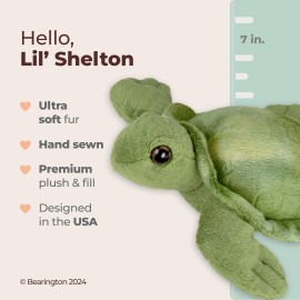 Bearington Collection Lil\' Shelton Plush Sea Turtle Stuffed Animal, 7 Inches - Turtle Plush