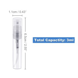 Thyores 50pcs mini perfume atomizer, clear plastic spray bottle portable fragrance spray bottle - 3ml